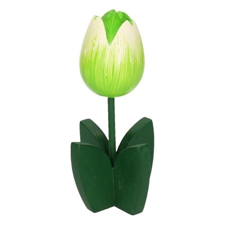 5x Decoration wooden tulips white 