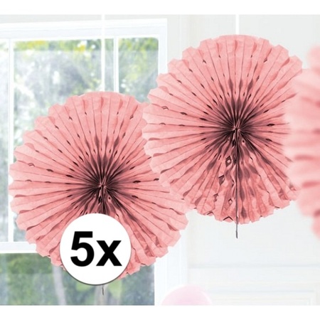 5x Decoration fan light pink 45 cm