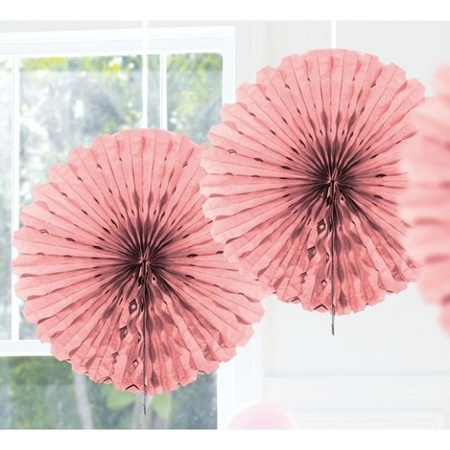 5x Decoration fan light pink 45 cm