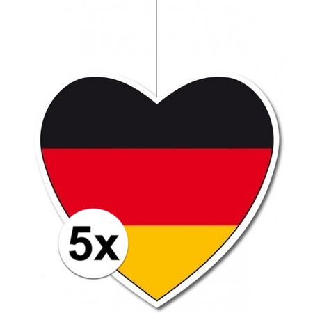 5x Duitsland hangdecoratie harten 14 cm