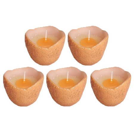 5x Brown egg candles 5 cm