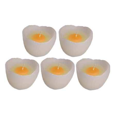 5x White egg candles 5 cm