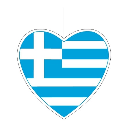 5x Greece hang decoration heart 14 cm