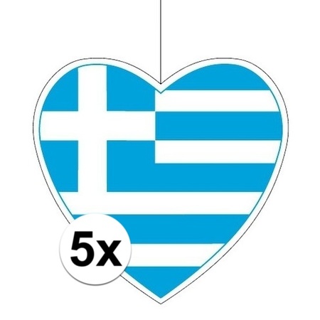 5x Griekenland hangdecoratie harten 28 cm