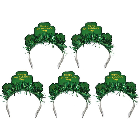 5x Happy St. Patricks day diademen/haarbanden voor volwassenen