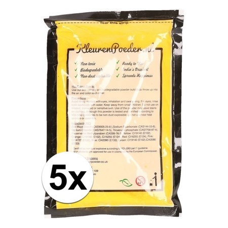 5x Holi color powder yellow