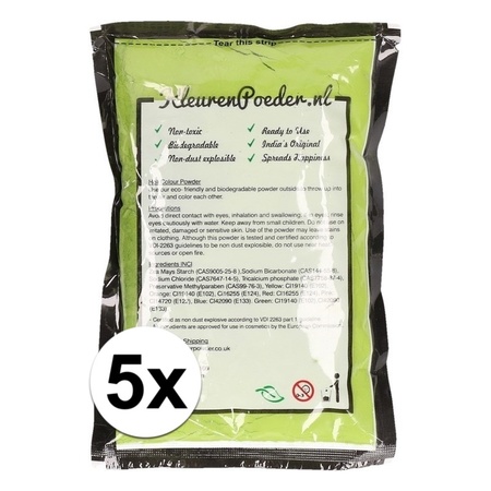 5x Green Holi color powder