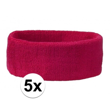 Deep pink headband for sport 5 pieces