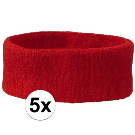 Red headband for sport 5 pieces