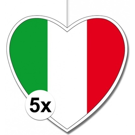 5x Italie hangdecoratie harten 14 cm