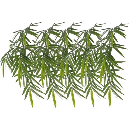 5x Kunstplanten groene bamboe hangplant/tak 82 cm UV bestendig