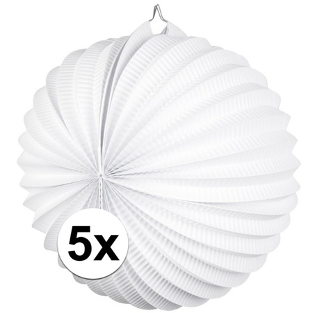 5x White lanterns 22 cm
