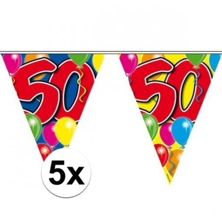 5x Leeftijd  vlaggenlijnen 50 jaar thema van 10 meter