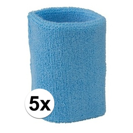 5x Wristbands sweatband light blue