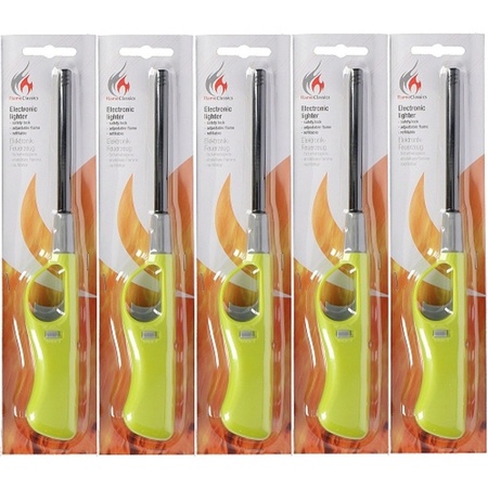 5x Lime green barbecue lighter 26 cm