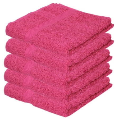 5x Fuchsia pink towels 50 x 90 cm 550 grams