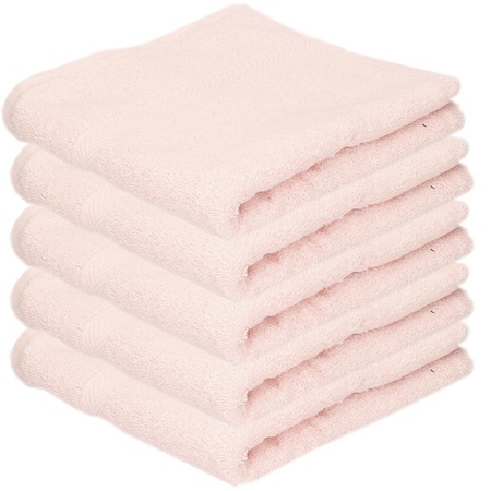 5x Luxe handdoeken licht roze 50 x 90 cm 550 grams