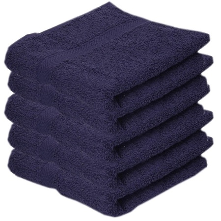 5x Luxe handdoeken navy blauw 50 x 90 cm 550 grams
