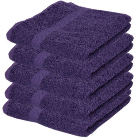 5x Luxe handdoeken paars 50 x 90 cm 550 grams