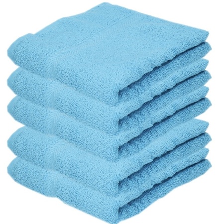 5x Luxe handdoeken turquoise 50 x 90 cm 550 grams