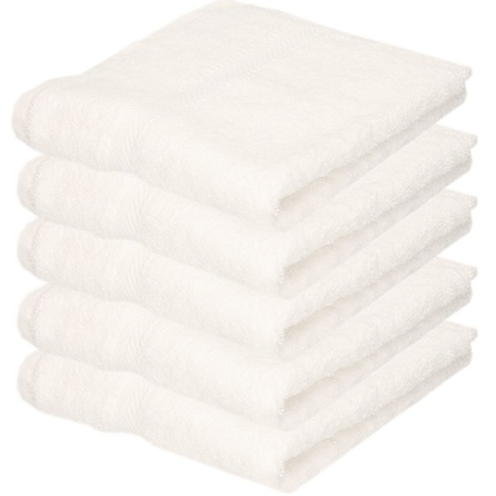5x White towels 50 x 90 cm 550 grams