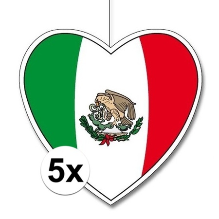 5x Mexico hang decoration heart 28 cm