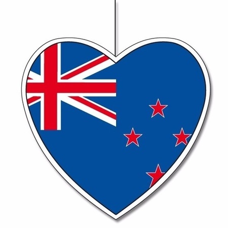 5x Nieuw Zeeland hangdecoratie harten 14 cm