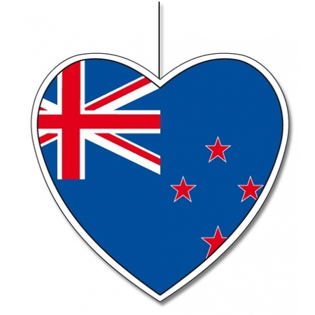 5x Nieuw Zeeland hangdecoratie harten 28 cm