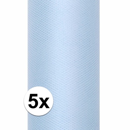 5x rollen tule stof lichtblauw 0,15 x 9 meter