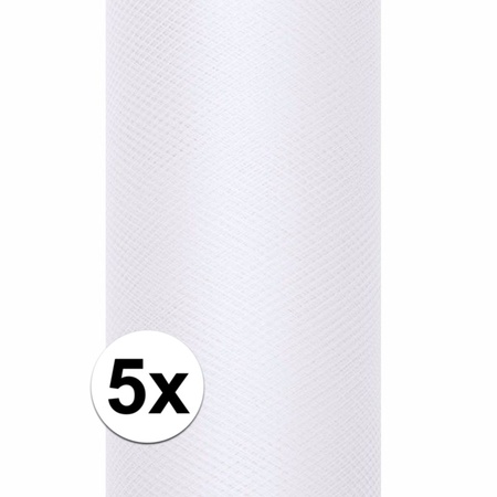 5x rollen tule stof wit 0,15 x 9 meter
