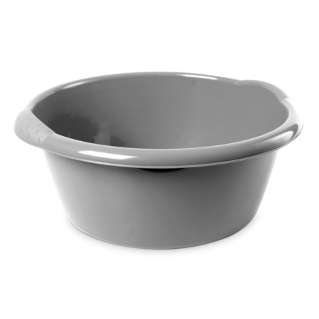 5x Round dish wash bins/buckets silver 3 liters 25 x 11 cm