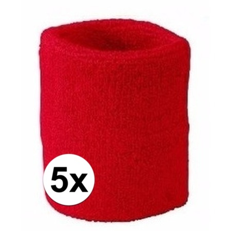 5x Rood zweetbandje voor pols