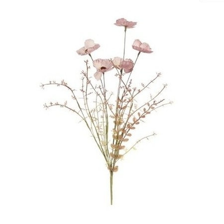 5x Roze papaver/klaproos gedroogde kunstbloemen 53 cm