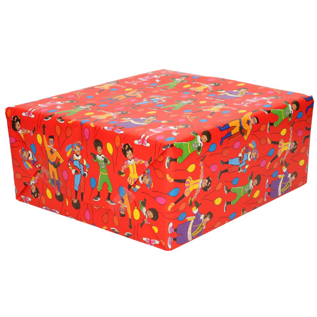 5x Sinterklaas inpakpapier/cadeaupapier gekleurd 2,5 x 0,7 meter