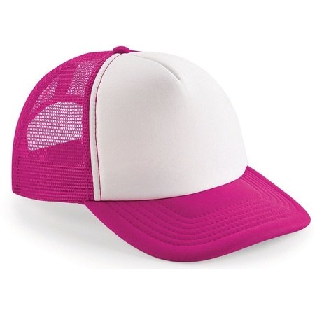 5x Snapback trucker cap fuchsia pink/white for adults