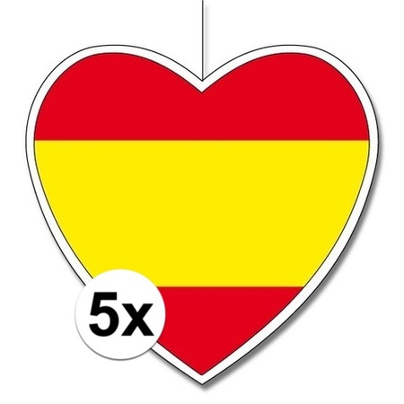 5x Spanje hangdecoratie harten 28 cm