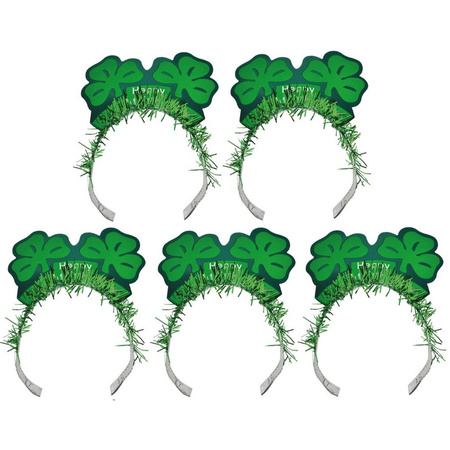 5x St. Patricks day diademen/haarbanden voor volwassenen