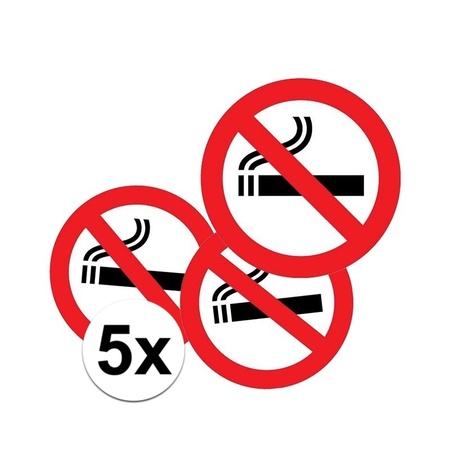 5x No smoking sticker