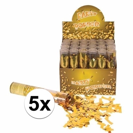 5x Confettishooters gold 20 cm