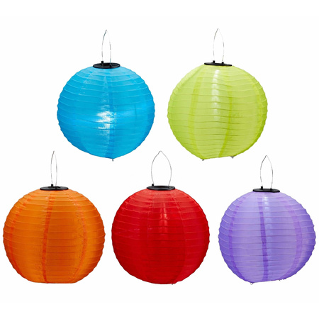 5x colored garden solar lanterns 30 cm