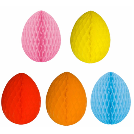 Set of 5x colored easter eggs honeycombs 20 cm