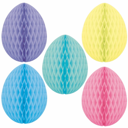 Set of 5x colored easter eggs honeycombs 30 cm
