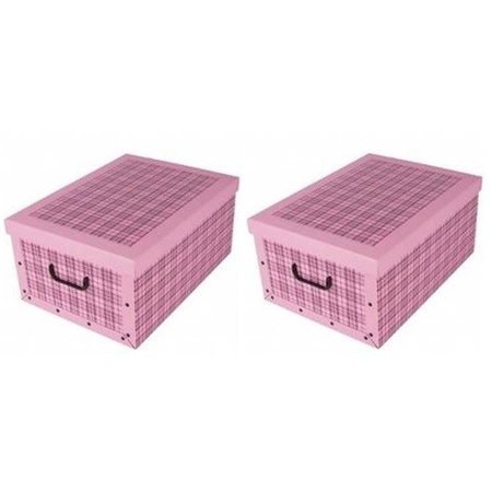 5x pieces storage boxes 53 x 38 cm pink carton