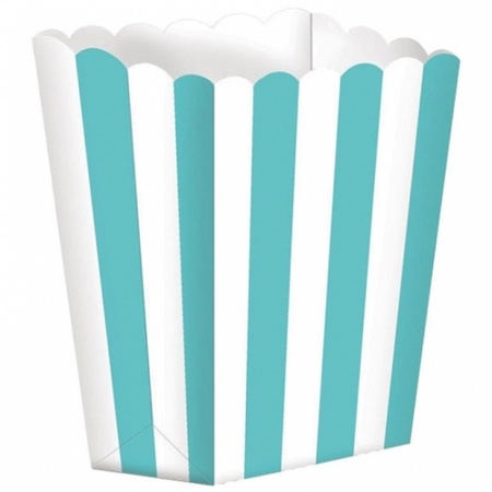 5x pieces Paper popcorn/candy boxes mint green/white