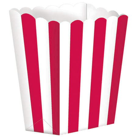 5x stuks Popcorn/snoep bakjes rood/wit
