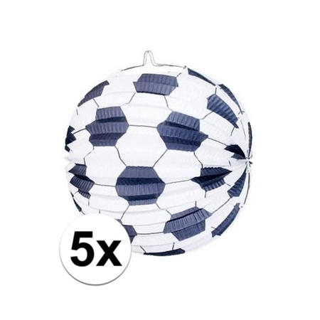 5x stuks Voetbal thema versiering lampionnen van 24 cm
