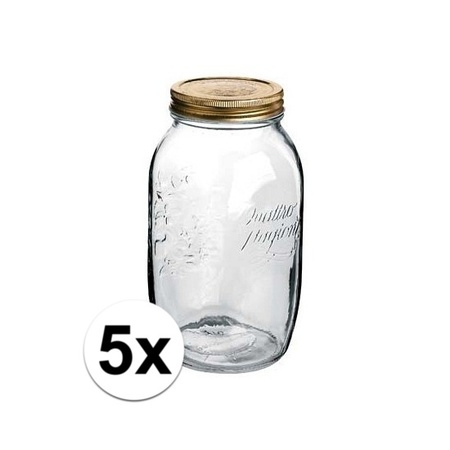 5x Mason jar with swivel lid 1500 ml