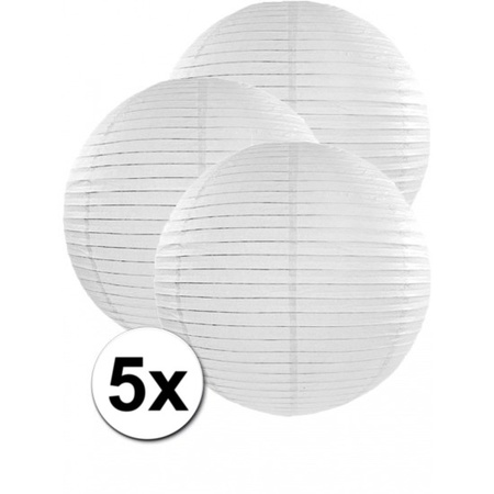 5x white paper lanterns 50 cm