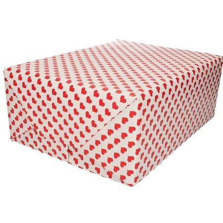 5x Birthday wrapping paper red heart print 70 x200 cm