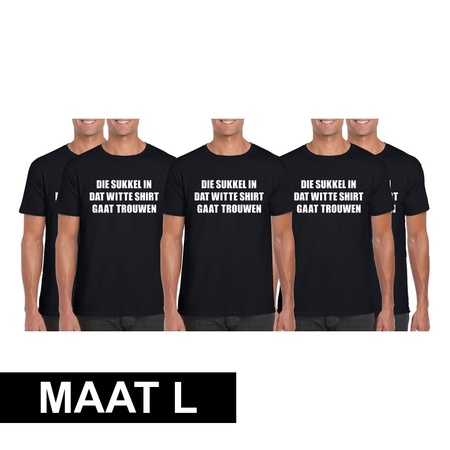 5x Vrijgezellenfeest Die sukkel t-shirt black men Maat L 